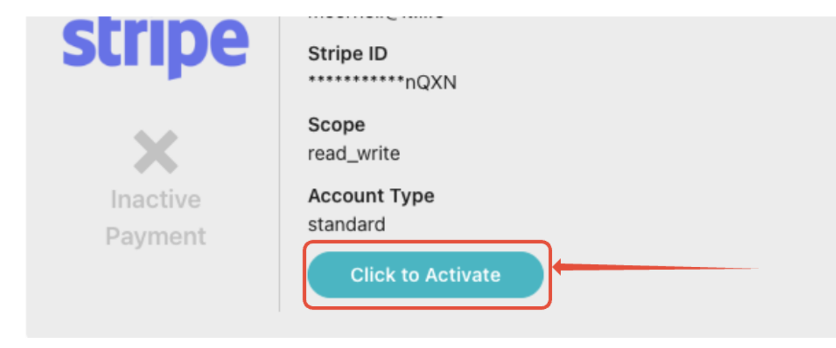 Stripe setup confirmation screen