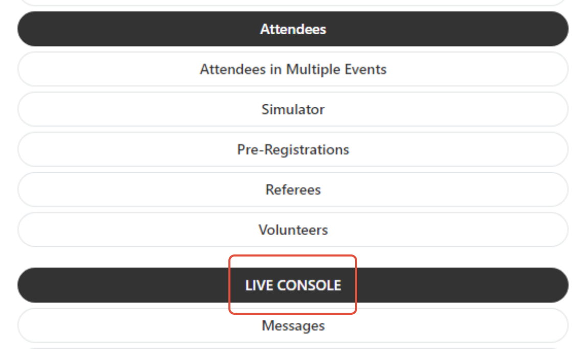 Live Console in the 3-line menu