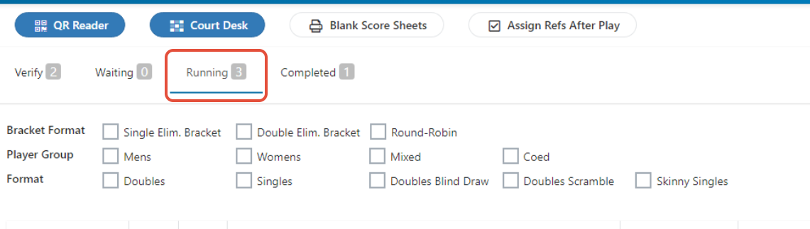 Live Console Running tab