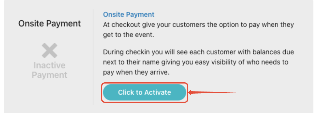Onsite Payment checkout option toggle in league setup