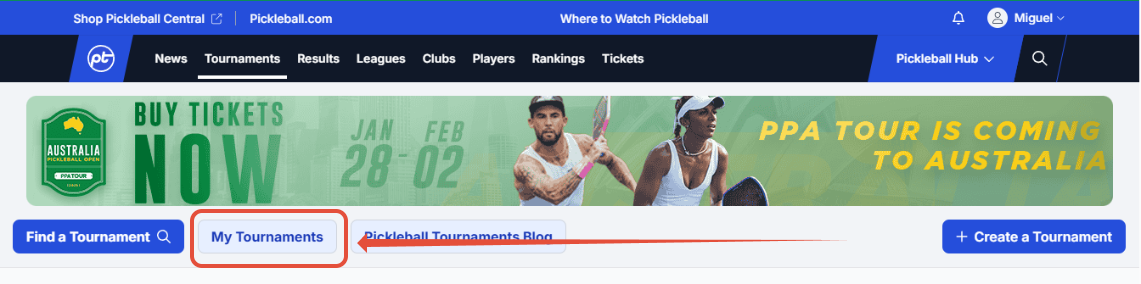My Tournaments tab