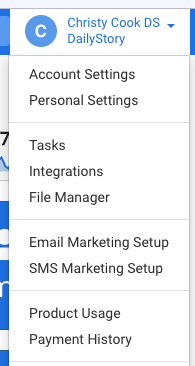 User Profile Menu