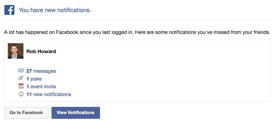 Facebook re-engagement notification triggered by implicit behavior