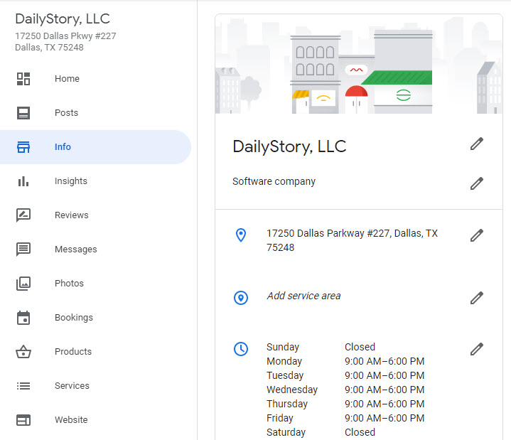 Dispensary Google Business Profile info tab