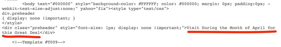HTML of email preheader