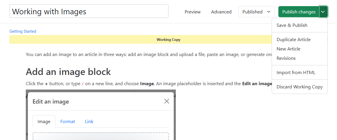 Save menu open in the editor
