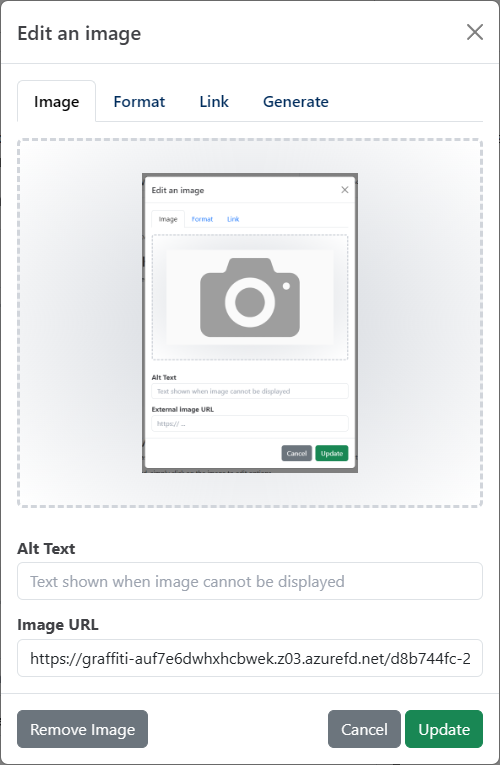 Edit an image dialog on the Image tab