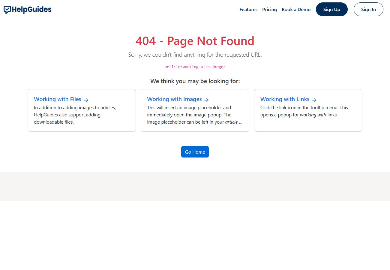 Smart 404 page suggesting three related articles